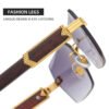Square Frame Eyeglasses Uv400 Polygon Fashion Wood Grain Frameless Summer Blue Sunglasses