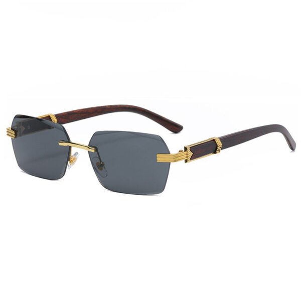 Square Frame Eyeglasses Uv400 Polygon Fashion Wood Grain Frameless Summer Blue Sunglasses