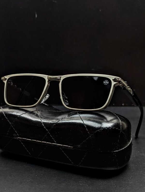 01 Chrome Hearts 3519 Black & Silver Designer Luxury Sunglasses