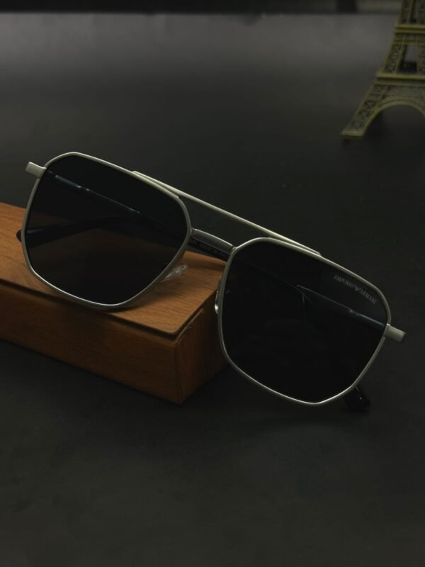Luxury Emporio Armani Metal Aviator Sunglasses (Black Lens)