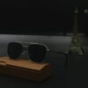 Luxury Emporio Armani Metal Aviator Sunglasses (Black Lens)