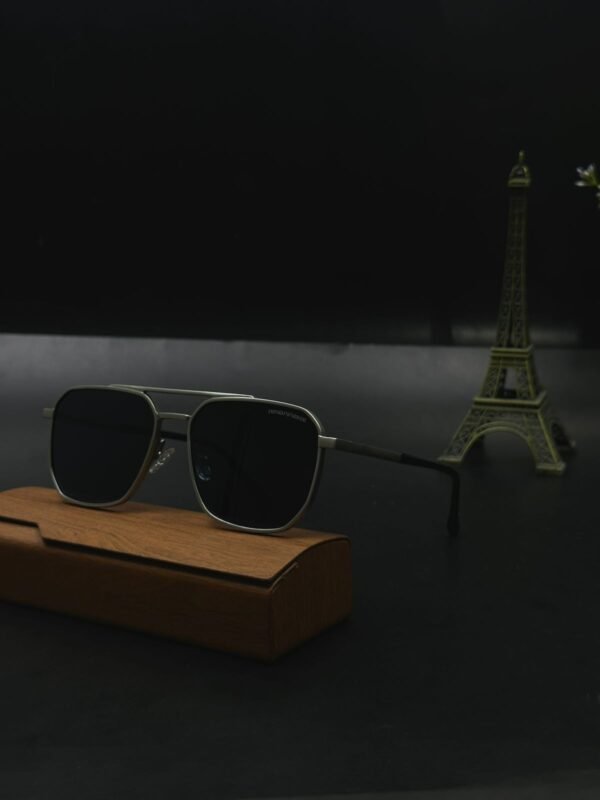 Luxury Emporio Armani Metal Aviator Sunglasses (Black Lens)