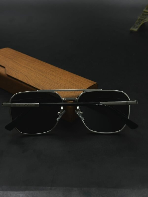 Luxury Emporio Armani Metal Aviator Sunglasses (Black Lens)
